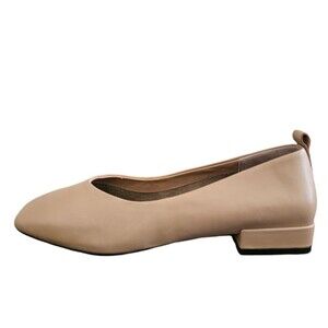 Anthropologie Seychelles Tan Leather Square Toe  Heeled Slip-on Shoes Size 7.5